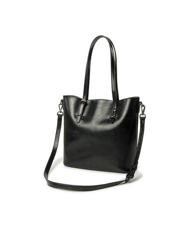 Waxed leather tote bag