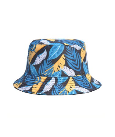 Reversible Leaf Print Bucket Hat