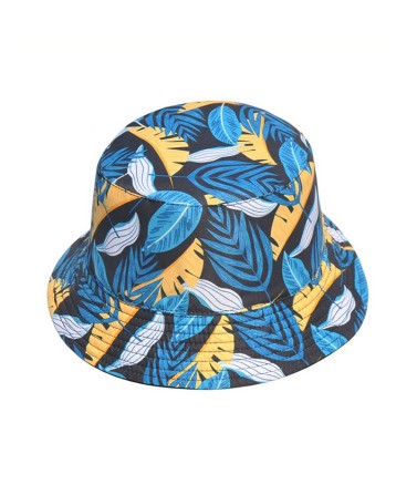 Reversible Leaf Print Bucket Hat