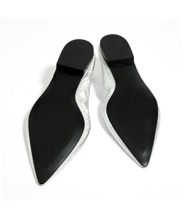 Silver Pointed-Toe Ballet Flats