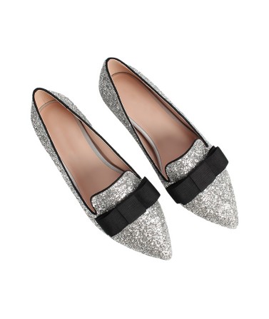 Shiny Bow Flat Shoes
