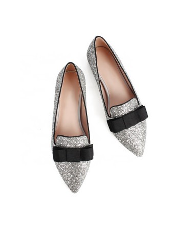 Shiny Bow Flat Shoes