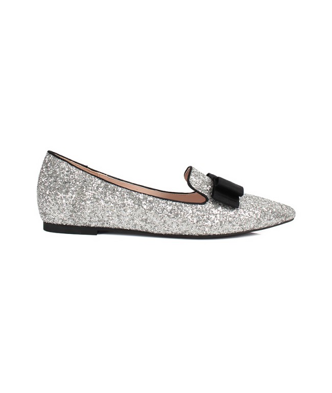 Shiny Bow Flat Shoes