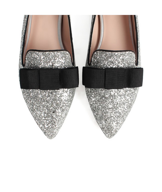 Shiny Bow Flat Shoes