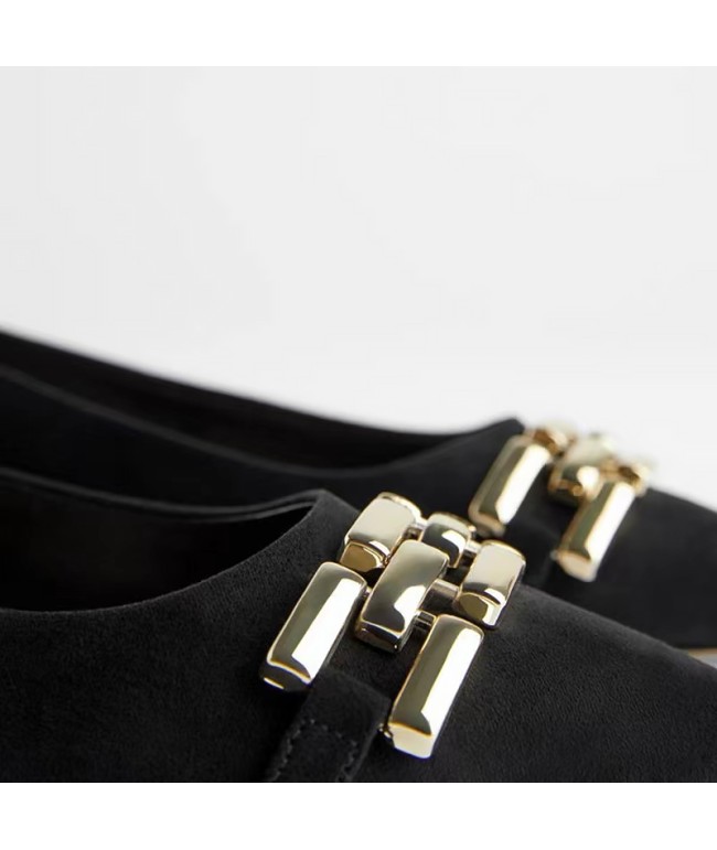 Pointed Metal Buckle Flats