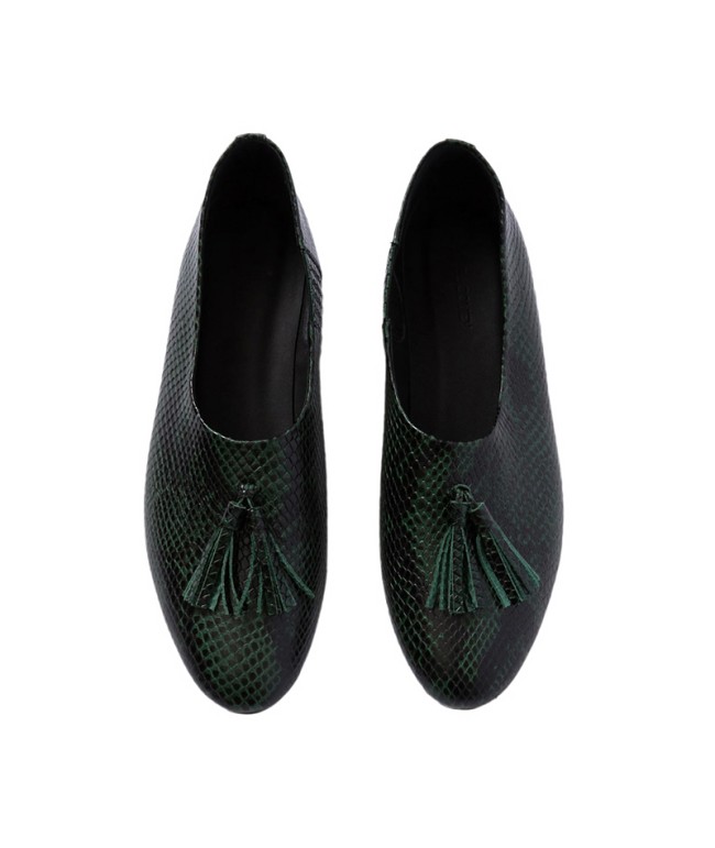 Snake-Pattern Flat Loafers