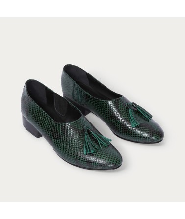Snake-Pattern Flat Loafers