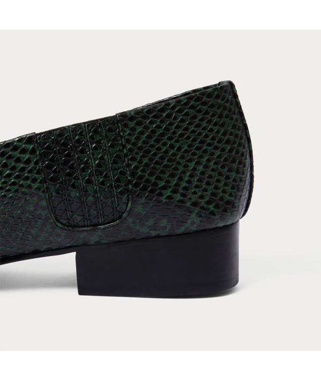Snake-Pattern Flat Loafers