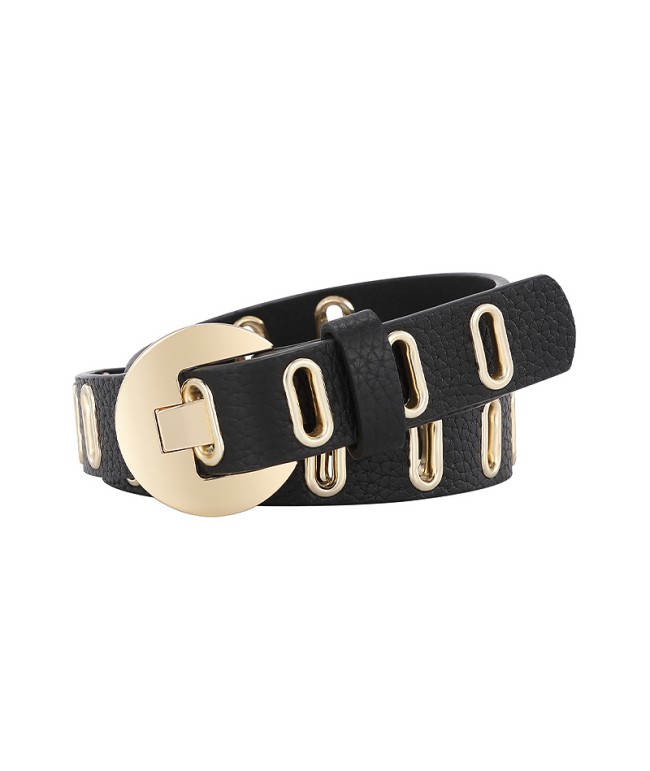 Multi-Hole Hollow Leather Belt