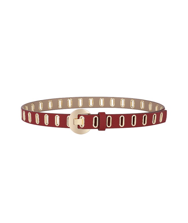 Multi-Hole Hollow Leather Belt