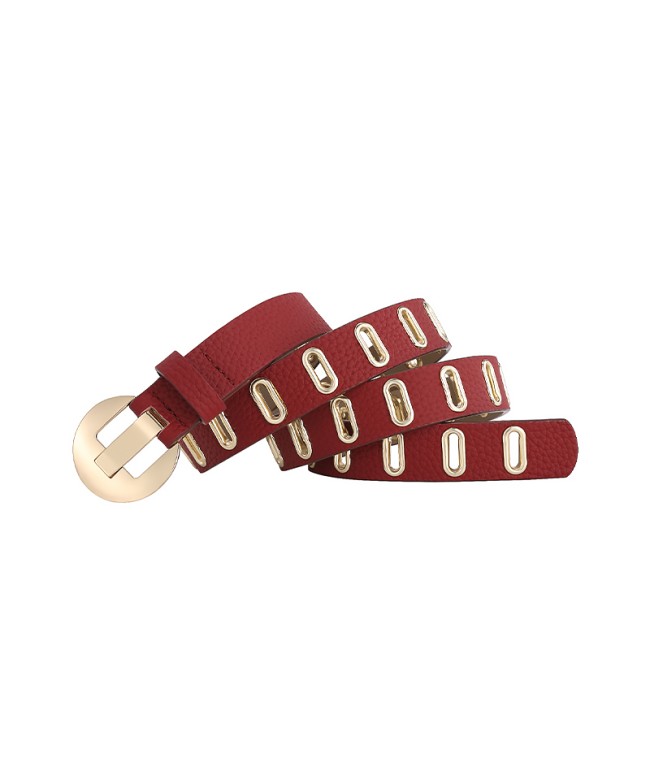 Multi-Hole Hollow Leather Belt
