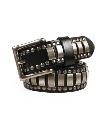 Women's Studded Wide Buckle Leather Belt