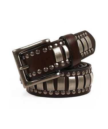 Women's Studded Wide Buckle Leather Belt