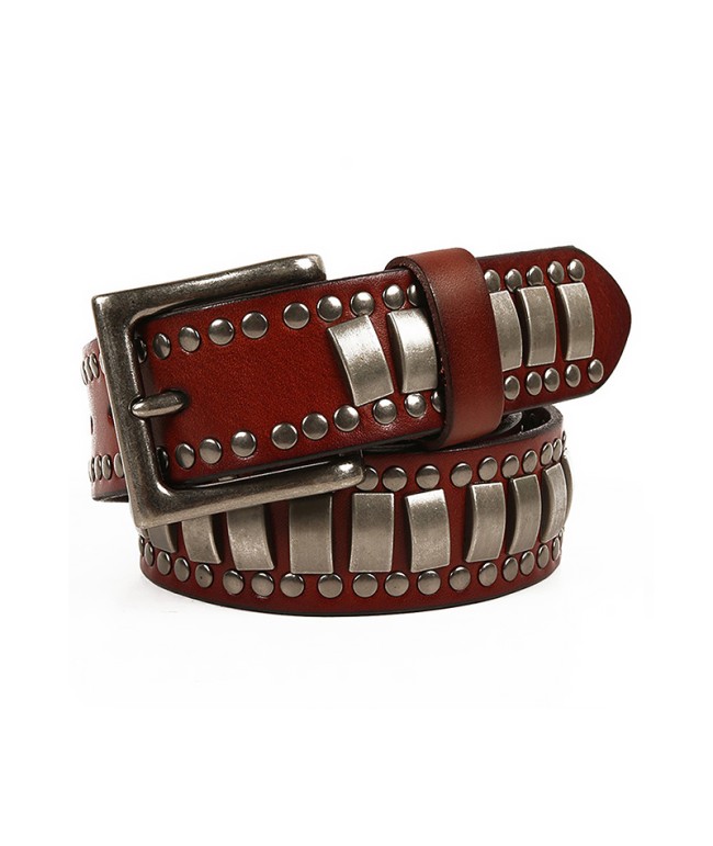 Women's Studded Wide Buckle Leather Belt