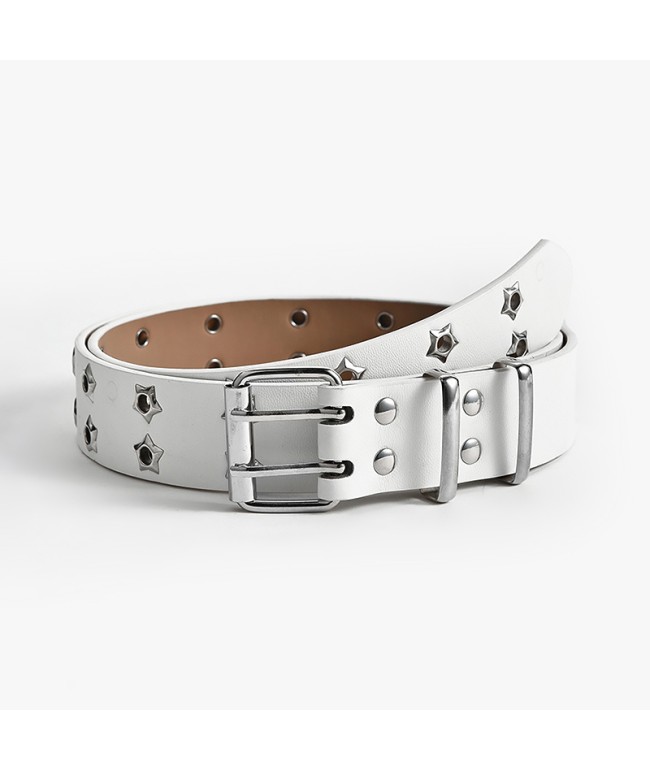 Double Row Star Hole Women's Belt