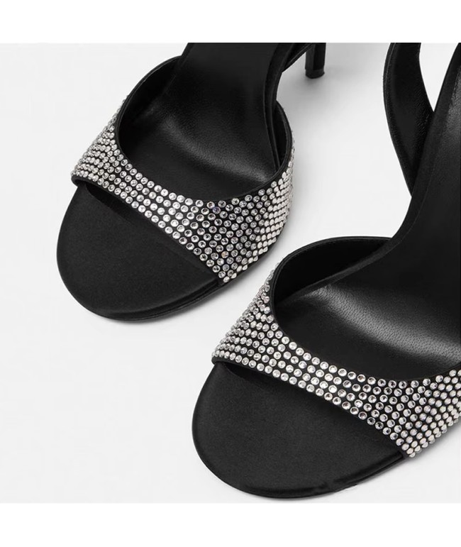 open-toe rhinestone high-heeled sandals