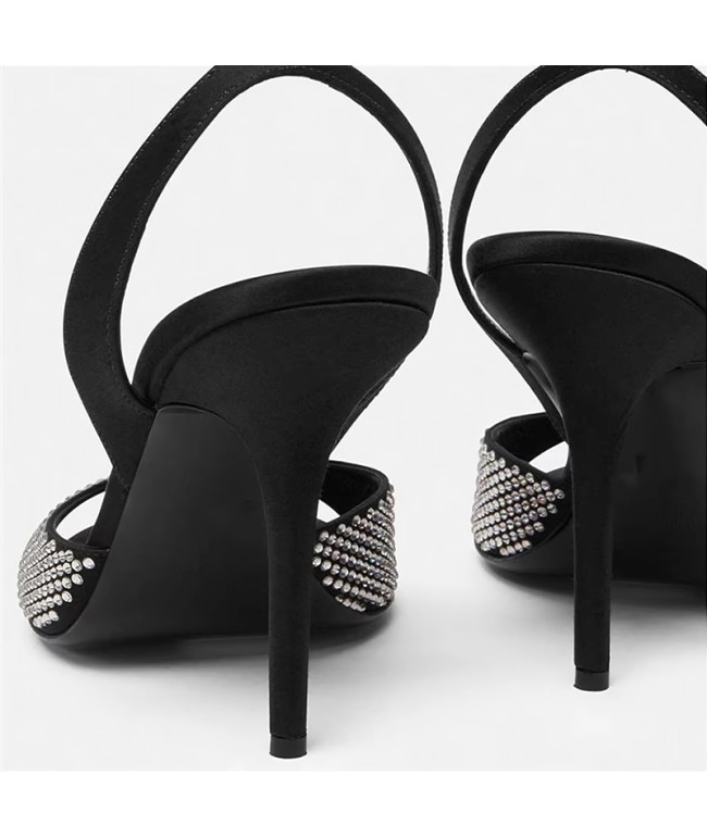 open-toe rhinestone high-heeled sandals