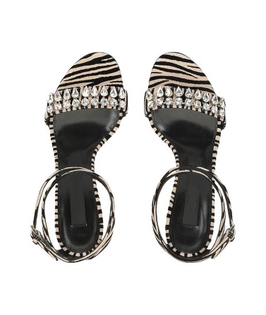 Zebra Print Crystal High Heels
