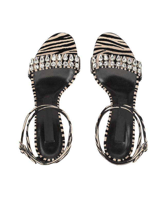 Zebra Print Crystal High Heels