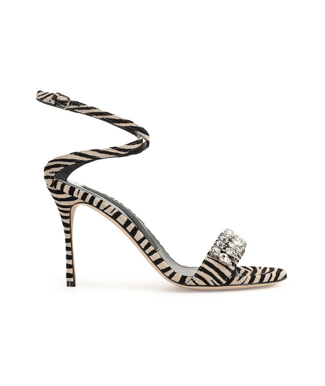 Zebra Print Crystal High Heels