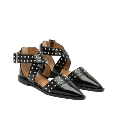 Leather Buckle Flat Sandals