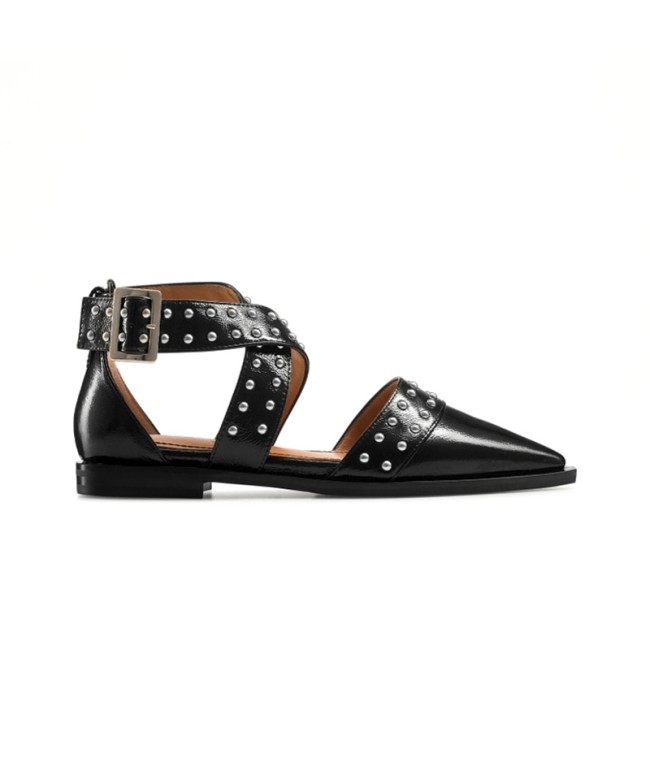 Leather Buckle Flat Sandals