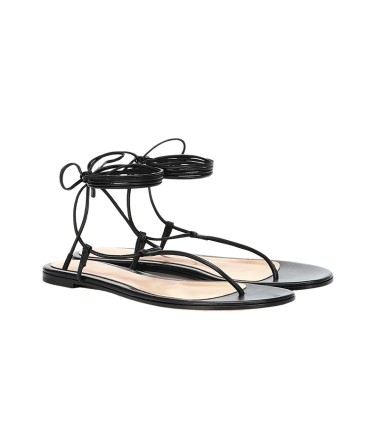Open-Toe Lace-Up Flat Sandals