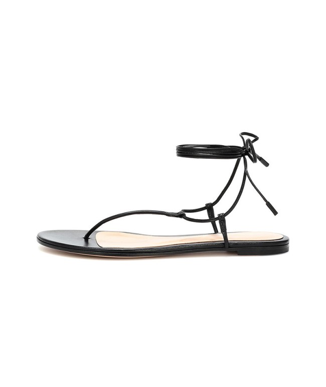 Open-Toe Lace-Up Flat Sandals