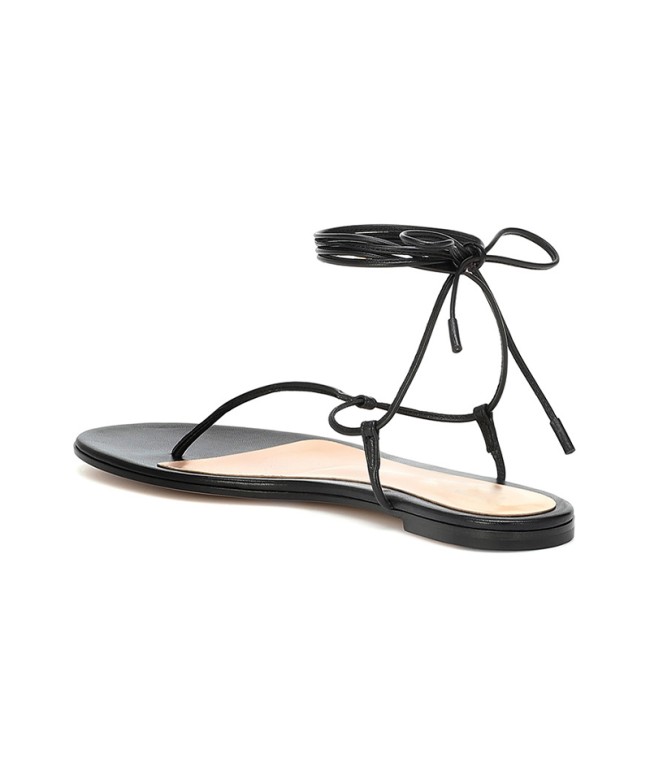 Open-Toe Lace-Up Flat Sandals