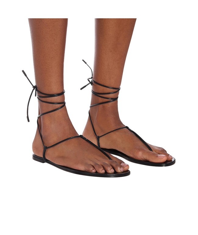 Open-Toe Lace-Up Flat Sandals