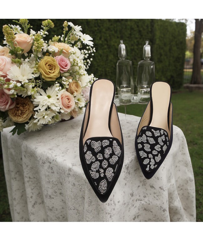 Pointed Toe Backless Flat Slippers