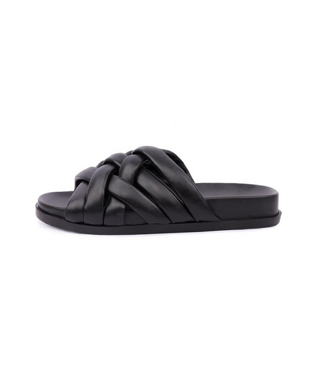 Black Woven Flat Slippers