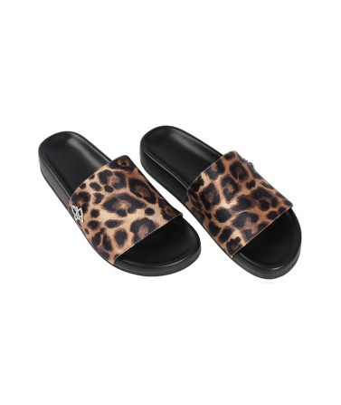 Leopard Print Flat Slippers