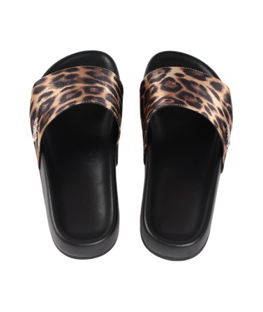 Leopard Print Flat Slippers